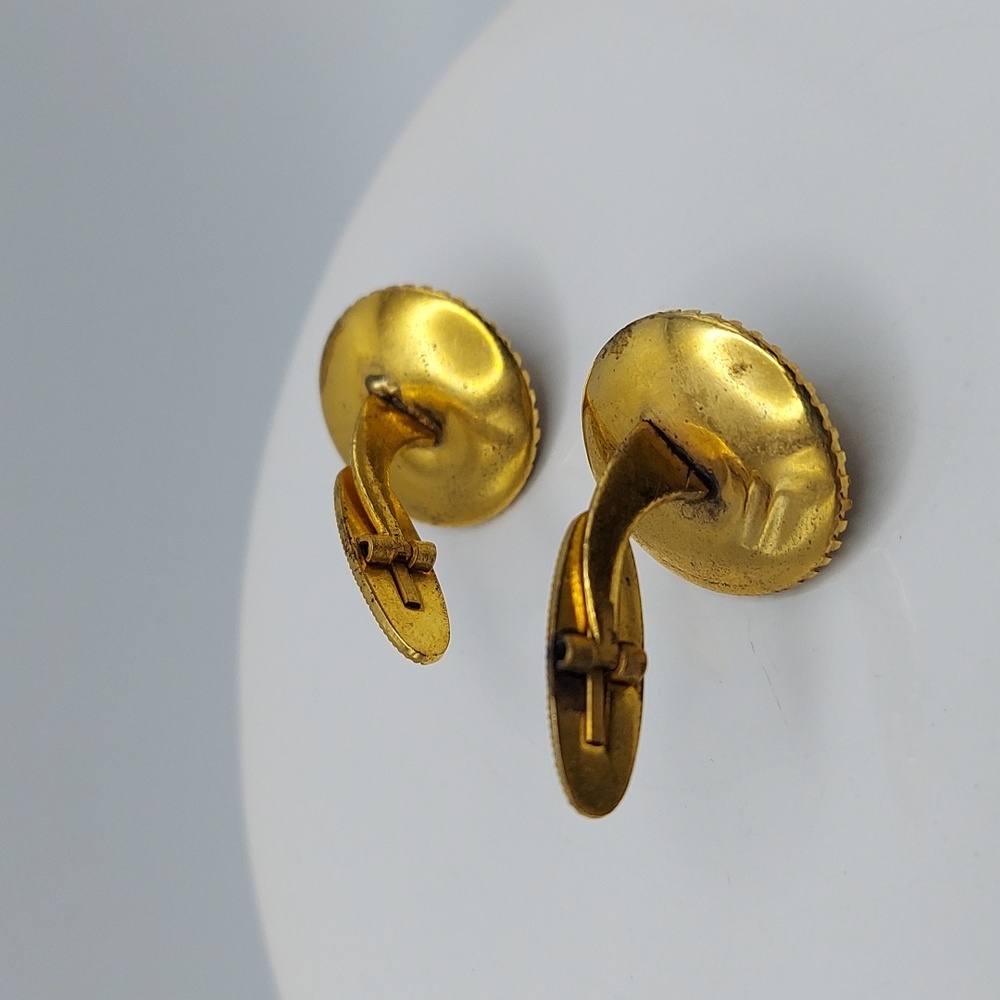 Vtg Damascene Intricate Gold and Silver Mens Cufflinks. - Picture 6 of 10